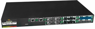 6K32F 32-Port Fiber Industrial Managed Network Ethernet Switch Switches with optional PoE, Power Over Ethernet<br />Magnum™ 6K32F 32-port 32 port ports Industrial Fiber Managed Network Switches provide maximum fiber port configurability in a rack mount package, with up to 8 gigabit ports and up to 32 100 Mb fiber and copper ports or 10 Mb fiber and copper ports. High-capacity and high-performance Ethernet switching services are delivered in a robust 1U rack-mount package designed for the most demanding Industrial Networking and Carrier Class applications.