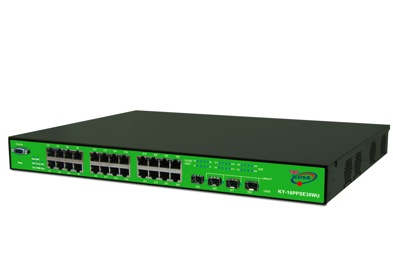 KY-16PSE30WM Rack mounted Mount Managed 16x 16 port PoE 10/100/1000TX (RJ-45) PSE 30 watts per port + 4x 1000FX (SFP) with 1000 watt power supply.<br />Industrial 16 Port Rack Mount Managed Gigabit PoE Ethernet Switch<br />With 16x10/100/1000Base-T(X) P.S.E. ports and 4x1000Base-X, SFP sockets